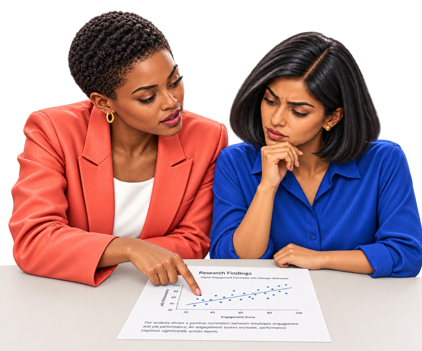 Two EvoWrite writers checking a draft against its research